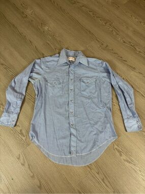 Wrangler X Long Tails Western Cowboy Striped Pearl Snap Button-Down Shirt